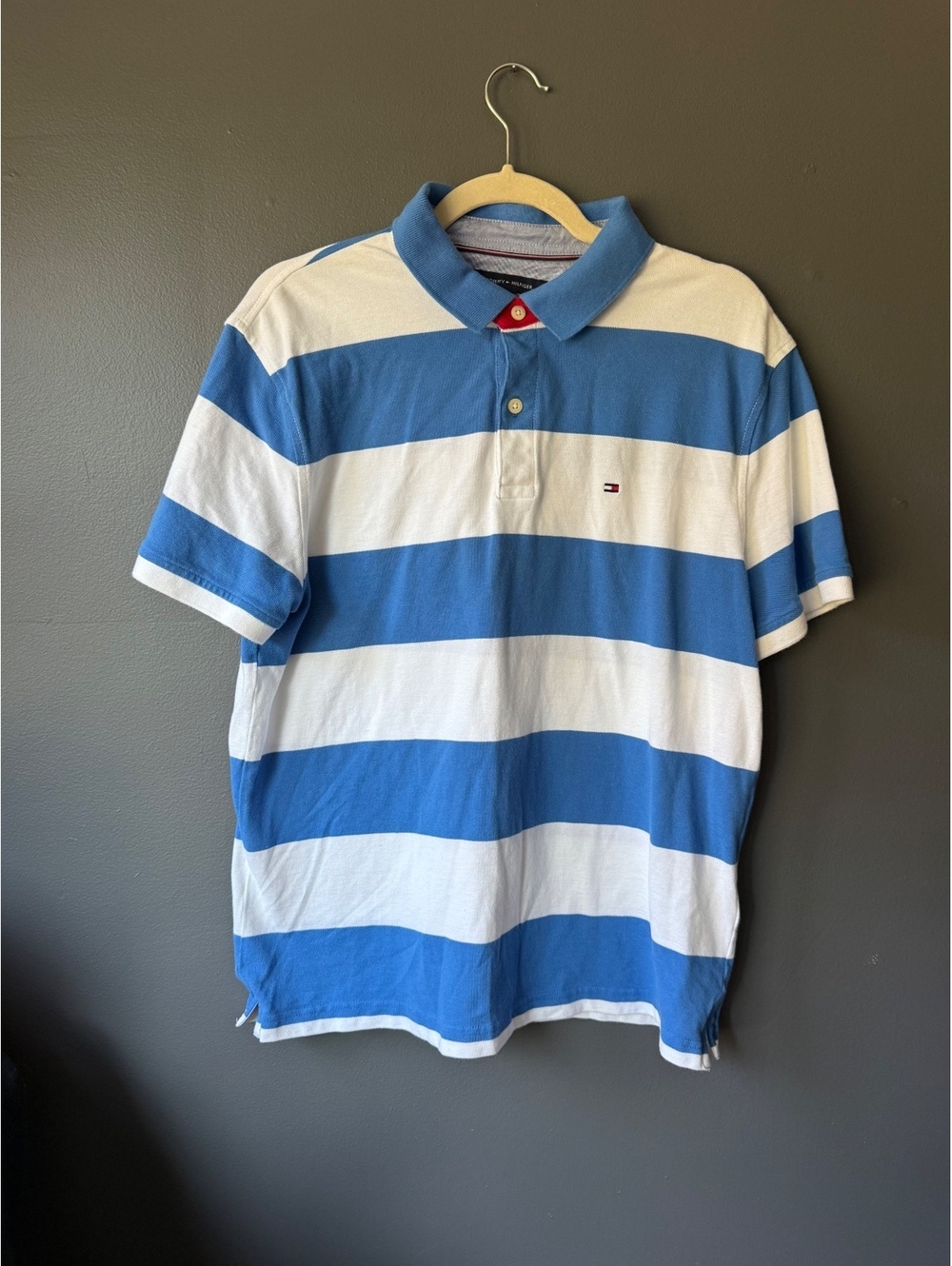 Tommy Hilfiger Custom Fit Striped Polo Shirt Large